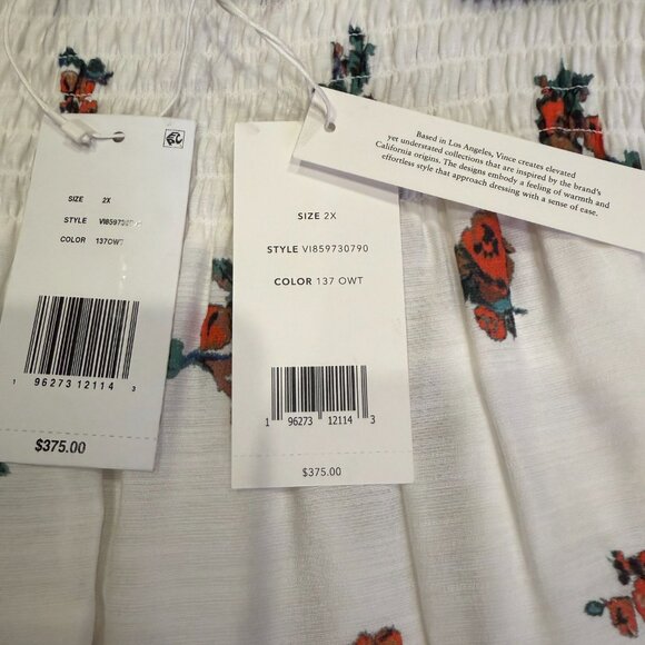 NWT Vince Ikat Floral Smocked Midi Skirt 2X Plus in Optic White - Picture 3 of 14